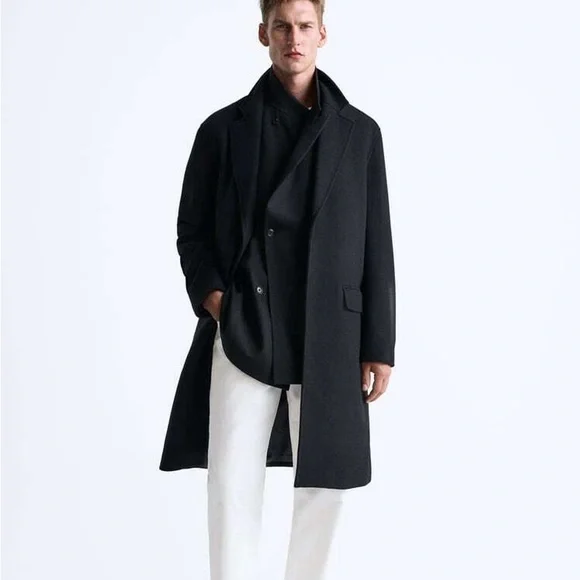 Black Coat Zara Oversize Wool Blend Coat Wool Coat Zara Man Long